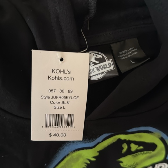 Black Jurassic Park Hoodie size youth large - Picture 3 of 5